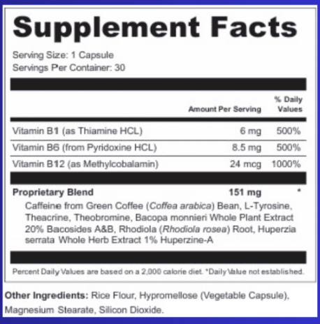 MaroBrain Supplement Facts