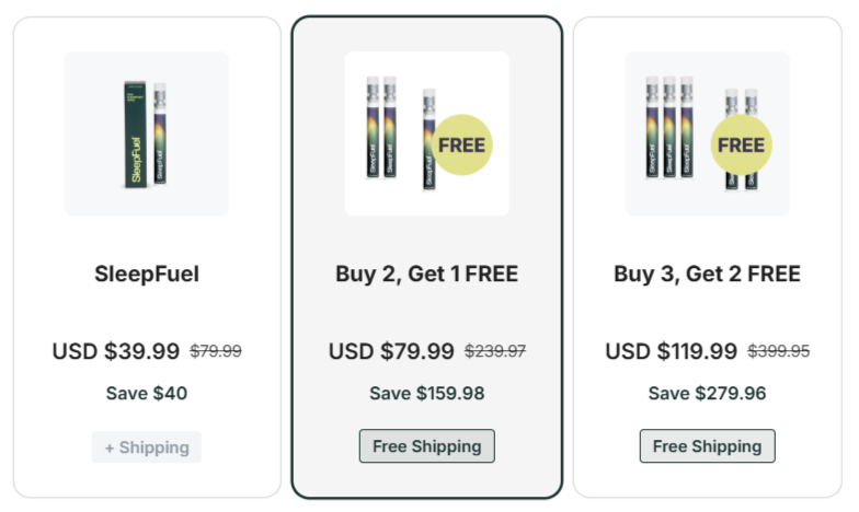 SleepFuel Spray Pricing