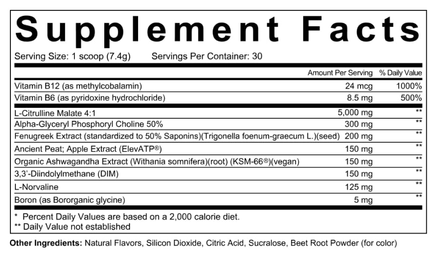 Adonis Vitality FLOW Supplement Facts